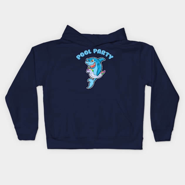 Summer Shark Pool Party Fun Kids Hoodie by E